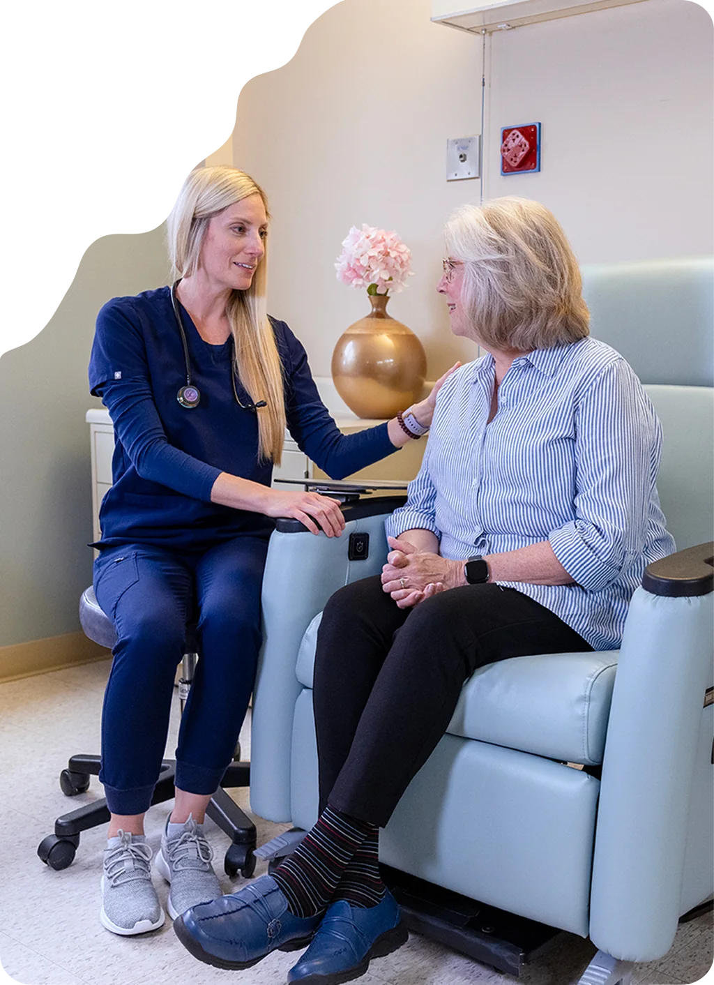 A Wood County Hospital nurse with a patient