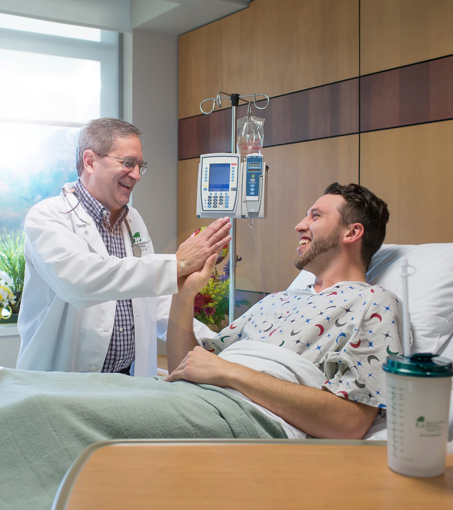 A physician and patient during treatment